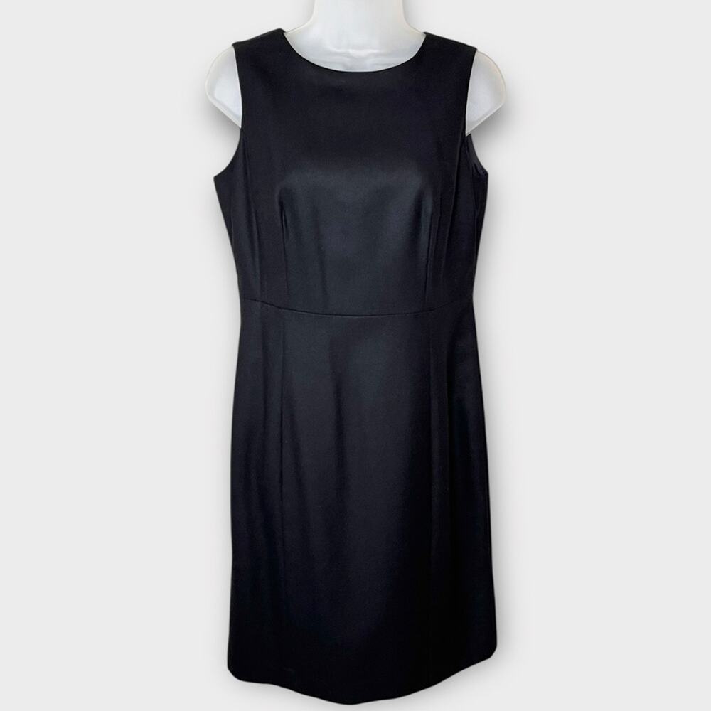 BROOKS BROTHERS / LORO PIANA Black Classic Wool Sheath Dress Size 8 Petite - Picture 2 of 7